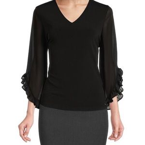 CALVIN KLEIN Womens Bell Sleeve Casual Top (M)